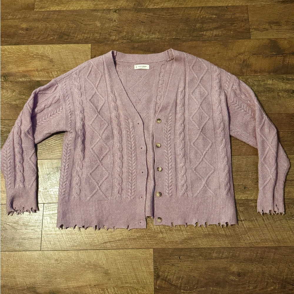 Lucky Brand Mauve Button-Up Cardigan
